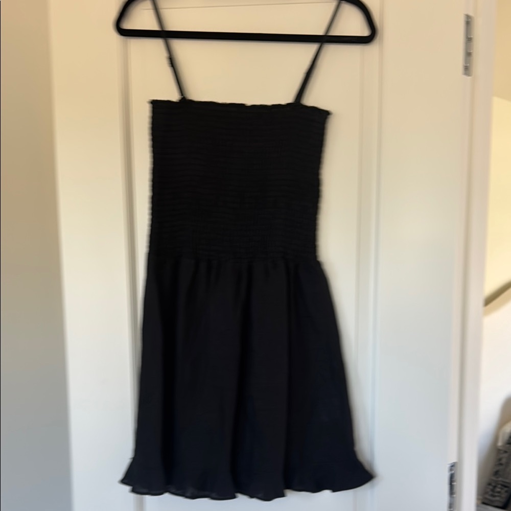 Reformation Black Linen Mini Dress